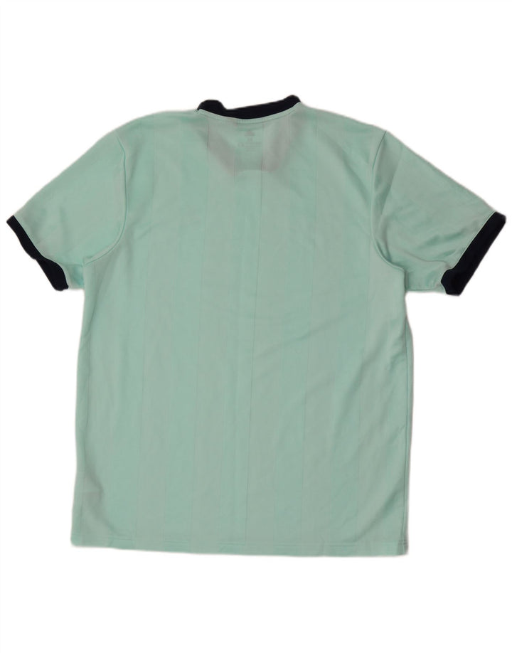 Adidas Herren Climalite T-Shirt Top Medium Türkis gestreift Polyester