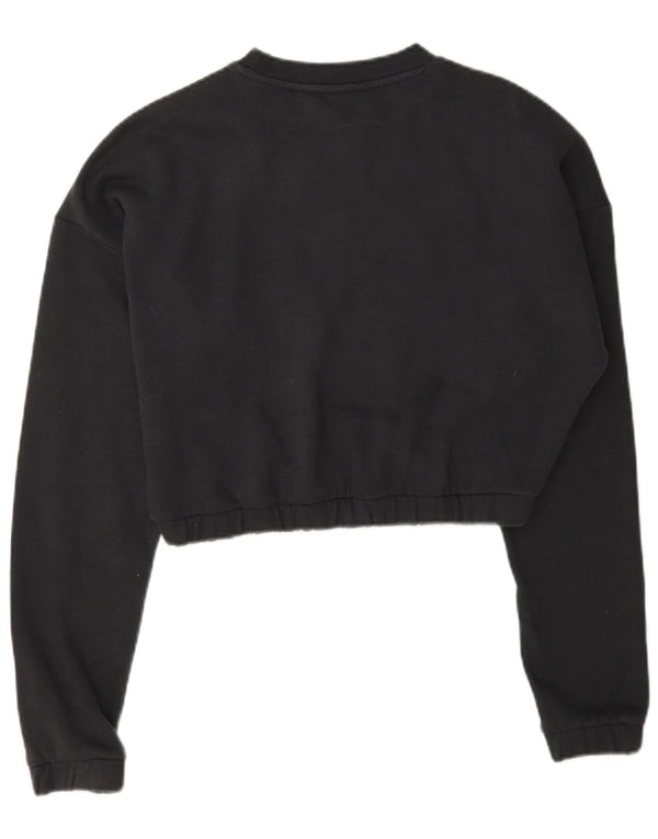 Adidas Damen Crop Sweatshirt Pullover UK 8/10 Small Graue Baumwolle
