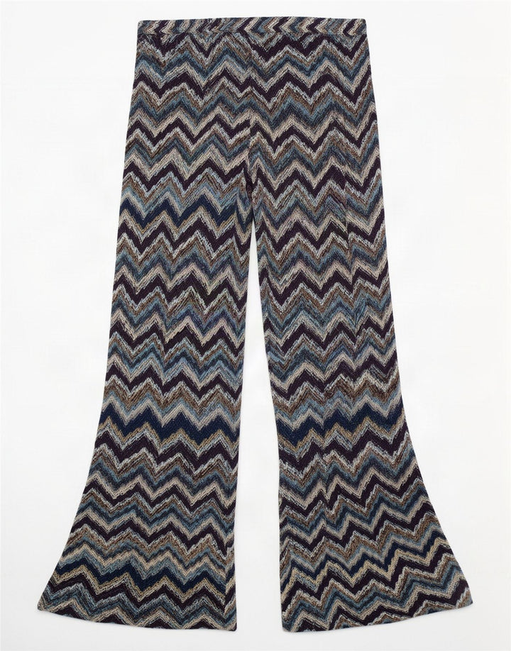 Vintage Damen Flare Freizeithose W26 L30 Mehrfarbiger Chevron