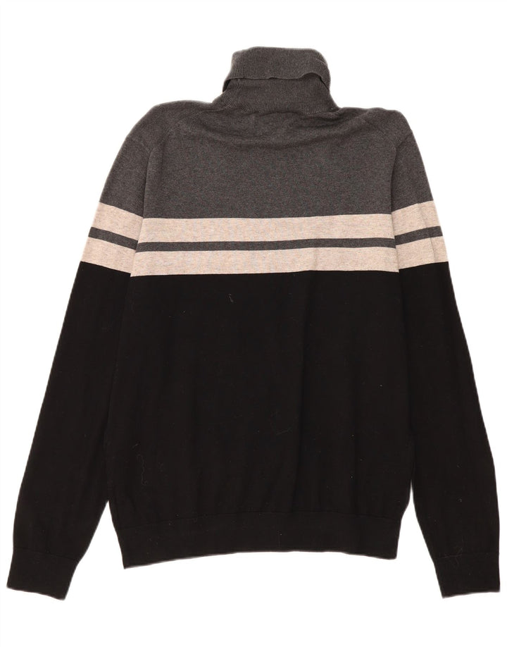 Marks & Spencer Rollkragenpullover für Herren, groß, Schwarz, Farbblock