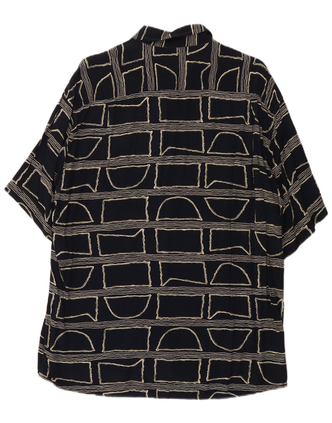 Vintage Herren Kurzarmhemd groß schwarz geometrisch