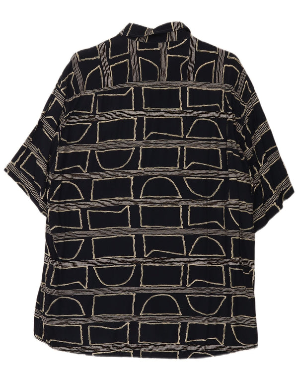 Vintage Herren Kurzarmhemd groß schwarz geometrisch