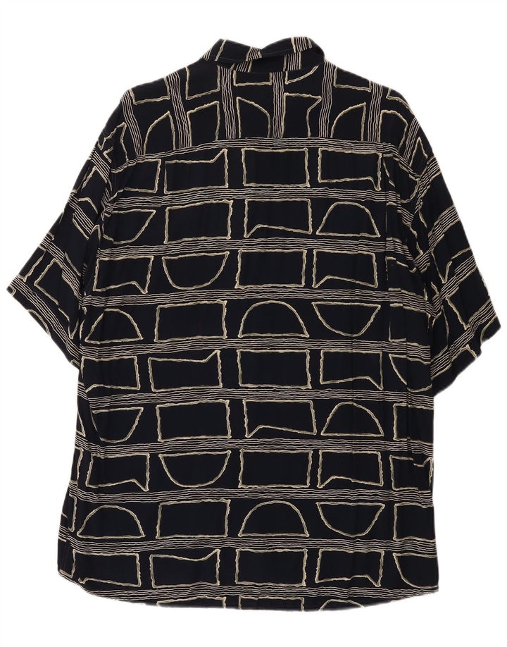Vintage Herren Kurzarmhemd groß schwarz geometrisch