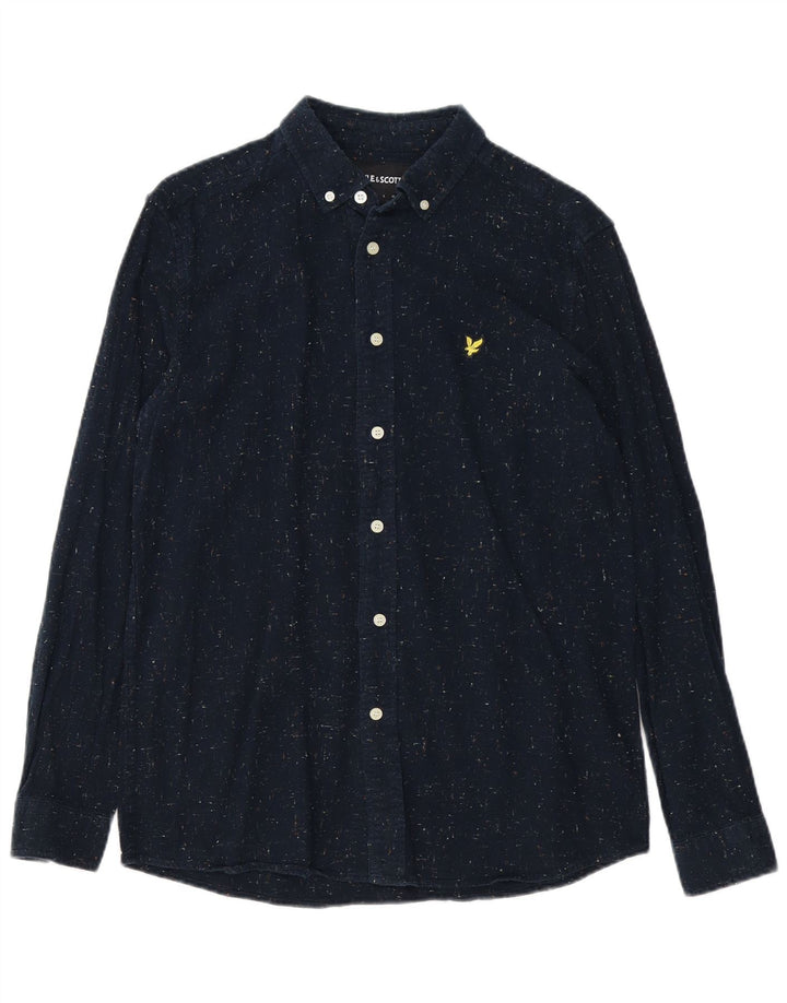 LYLE & SCOTT Herren-Hemd aus mittelblauer, melierter Baumwolle