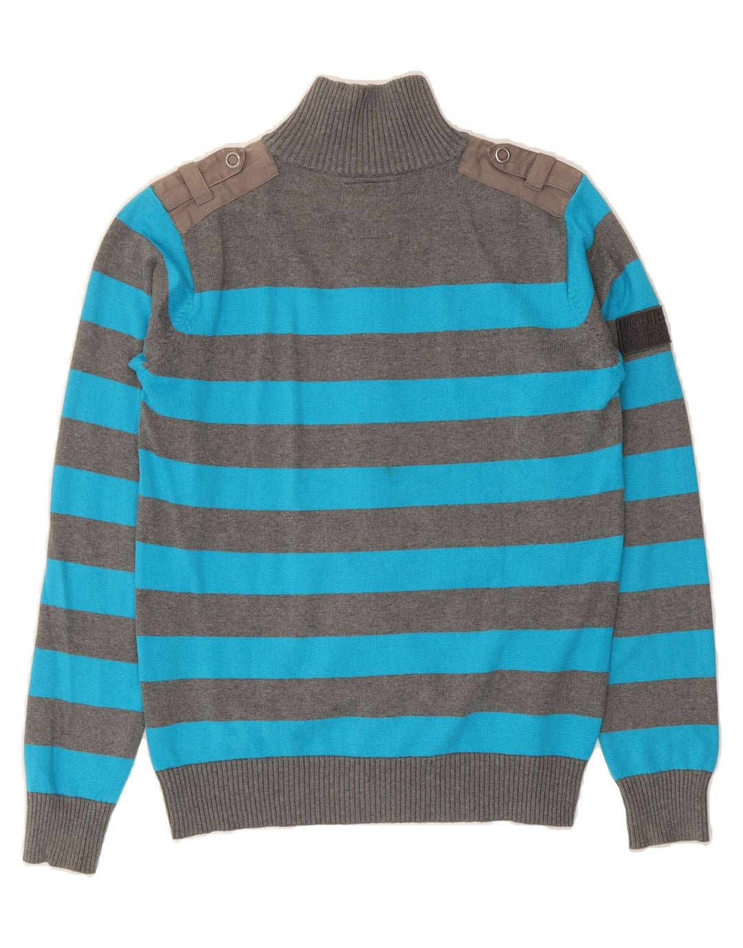JACK & JONES Mens Cardigan Sweater Small Blue Striped Cotton Vintage Jack & Jones and Second-Hand Jack & Jones from Messina Hembry 