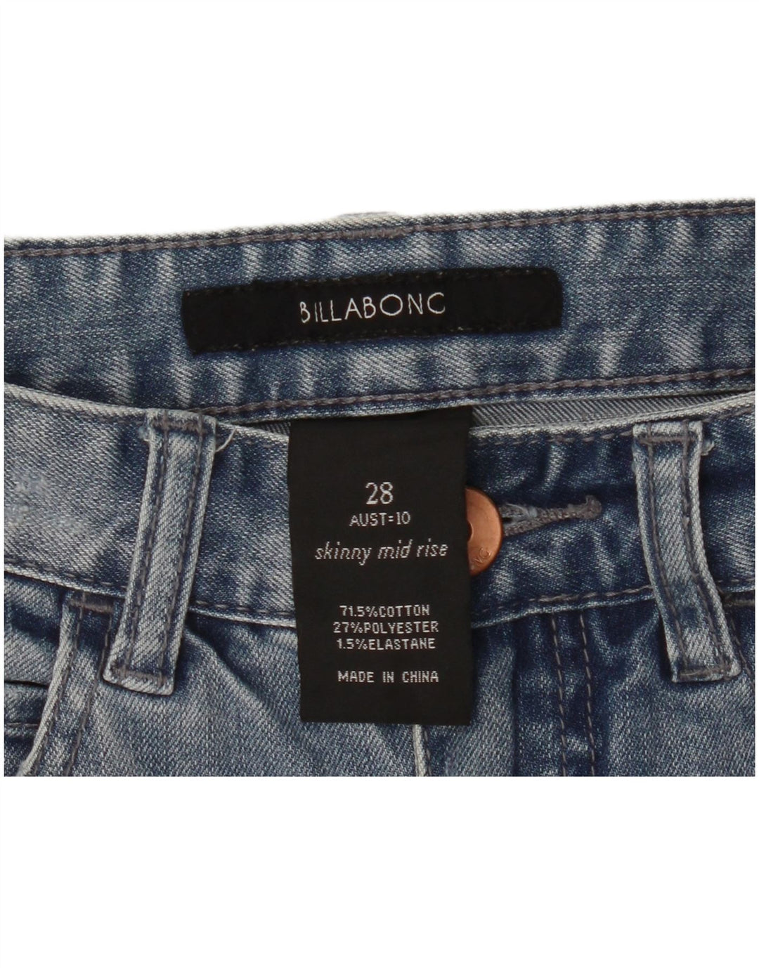 BILLABONG Damen Mid Rise Skinny Jeans W28 L29 Blaue Baumwolle