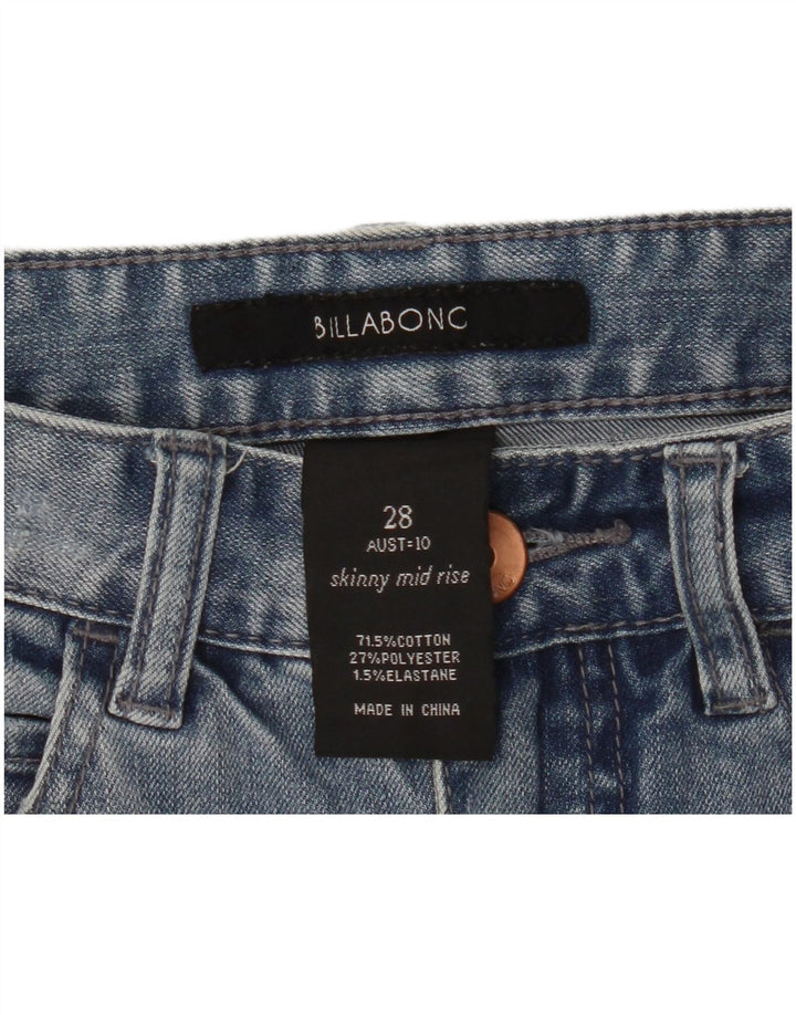 BILLABONG Damen Mid Rise Skinny Jeans W28 L29 Blaue Baumwolle