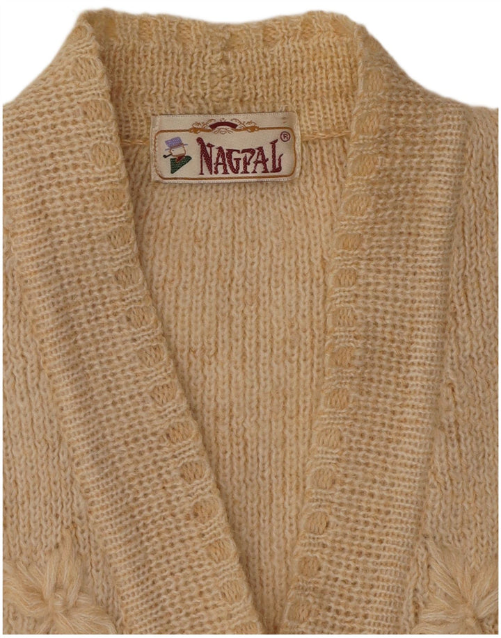 NAGPAL Damen-Strickjacke, ärmellos, Gr. 42, Größe L, beige, geblümt