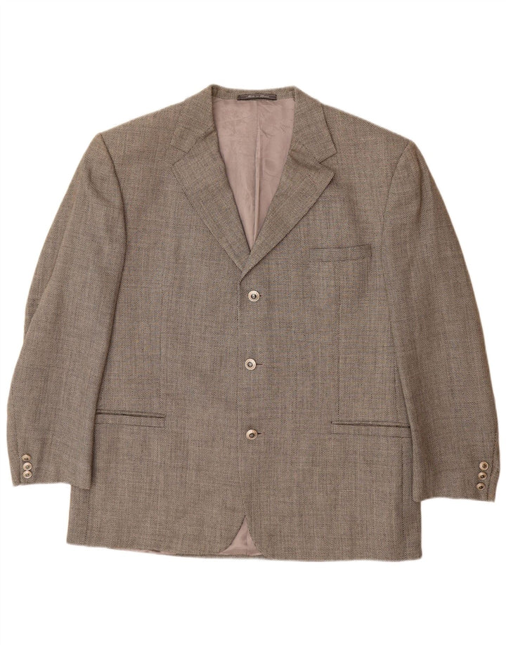 VERSACE Herren-Blazerjacke mit 3 Knöpfen, UK 42, XL, graue Wolle