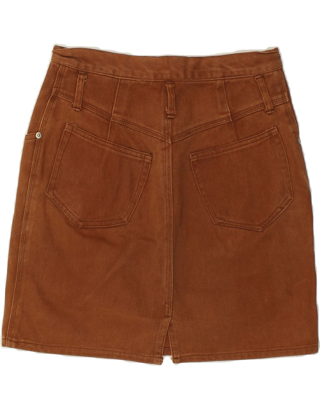 VINTAGE Damen Jeansrock EU 40 Medium W28 Braune Baumwolle