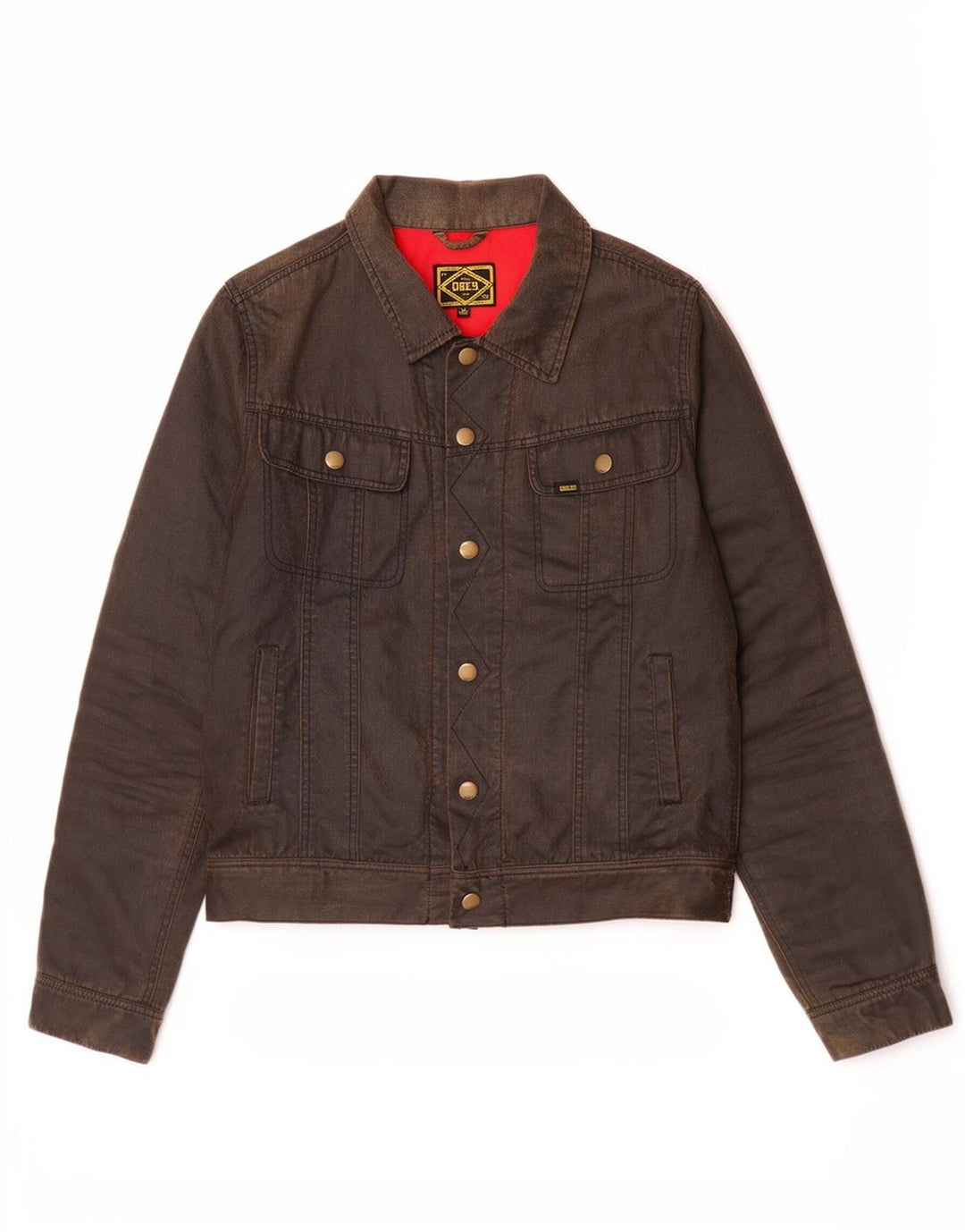 Obey Damen-Jacke aus gewachster Baumwolle, UK 14, mittelbraune Baumwolle