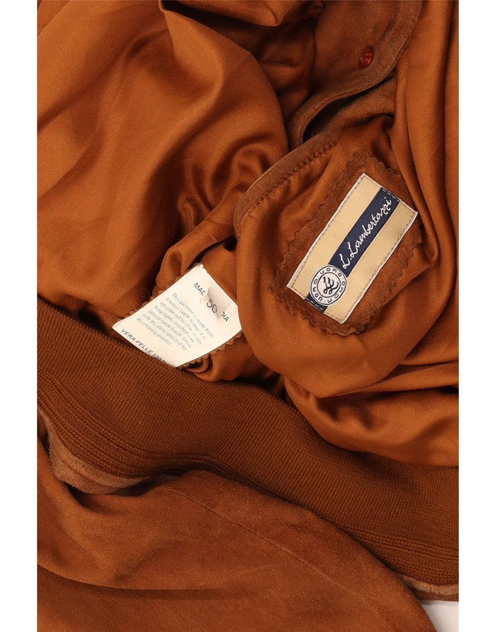 L.LAMBERTAZZI Herren-Bomberjacke aus Wildleder, IT 50, großes braunes Leder