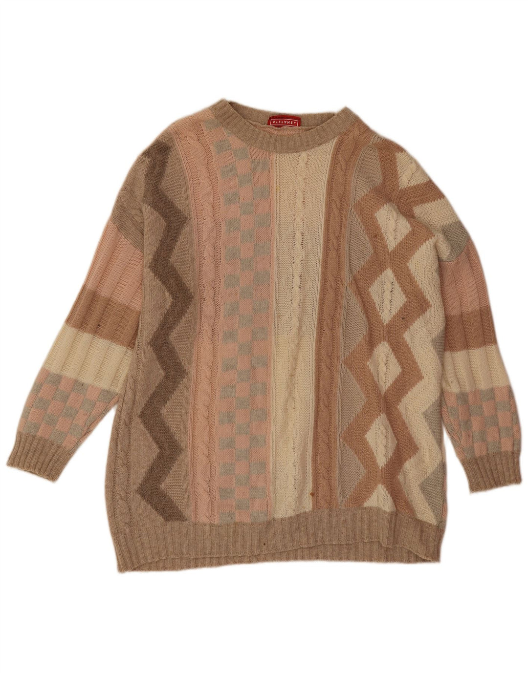 Stefanel Herren-Pullover mit U-Boot-Ausschnitt, 2XL, mehrfarbig, geometrisch