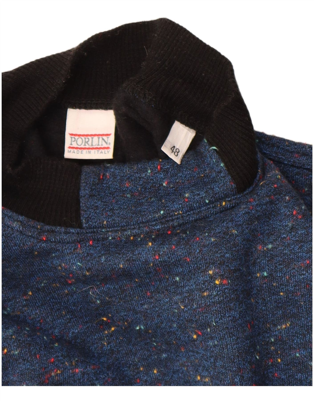 Vintage Herren Rollkragenpullover Pullover IT 48 Medium Marineblau gefleckt