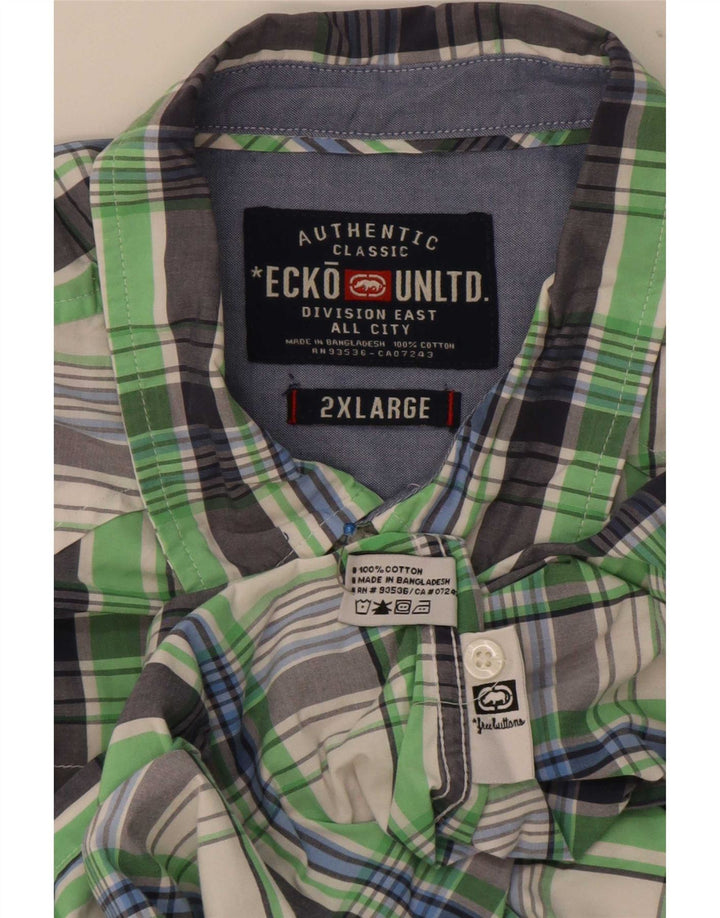 Ecko Unlimited Herren Kurzarmhemd 2XL grün kariert Baumwolle