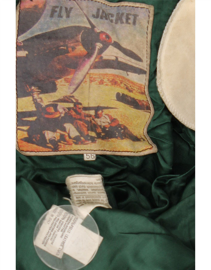 Vintage Herren Lederjacke IT 56 3XL Schwarzes Leder