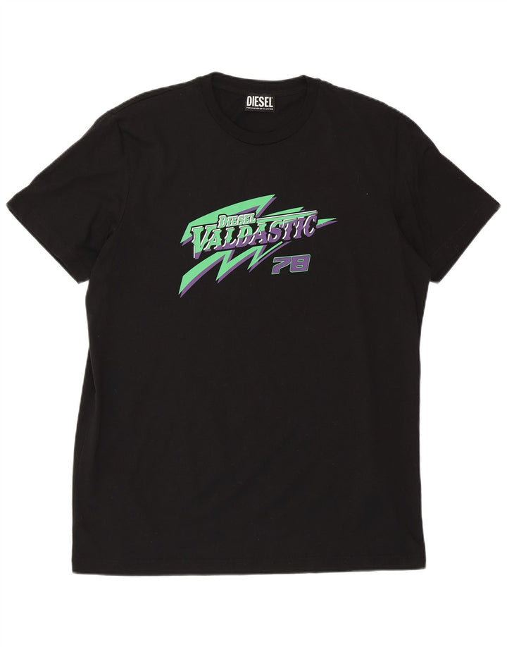 DIESEL Herren-T-Shirt mit Grafik, groß, aus schwarzer Baumwolle