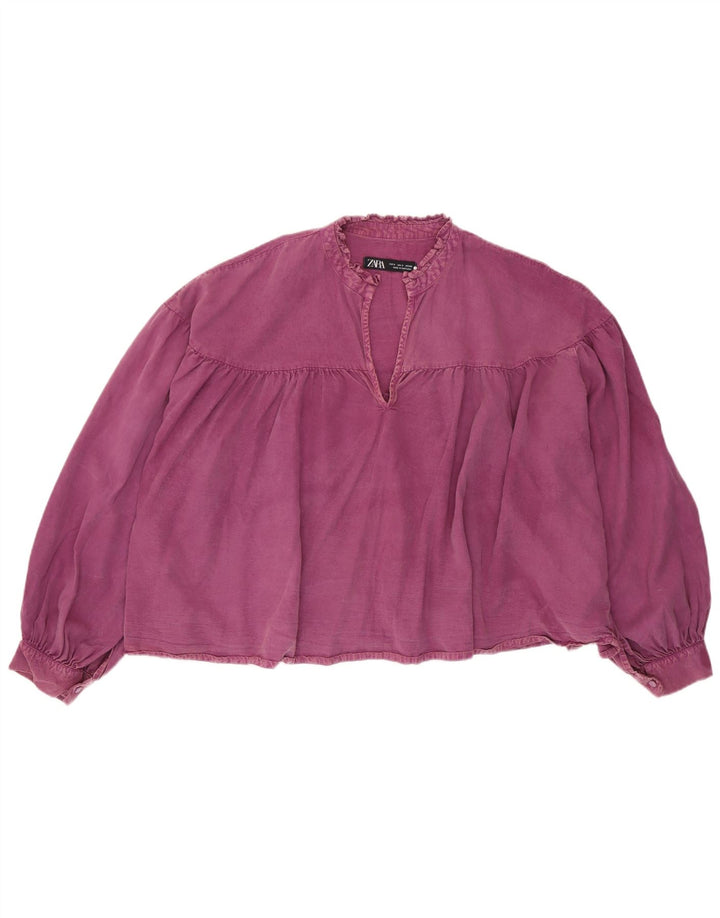 Zara Damen-Bluse, übergroß, bauchfrei, langärmelig, Gr. 40, Größe S, Lila