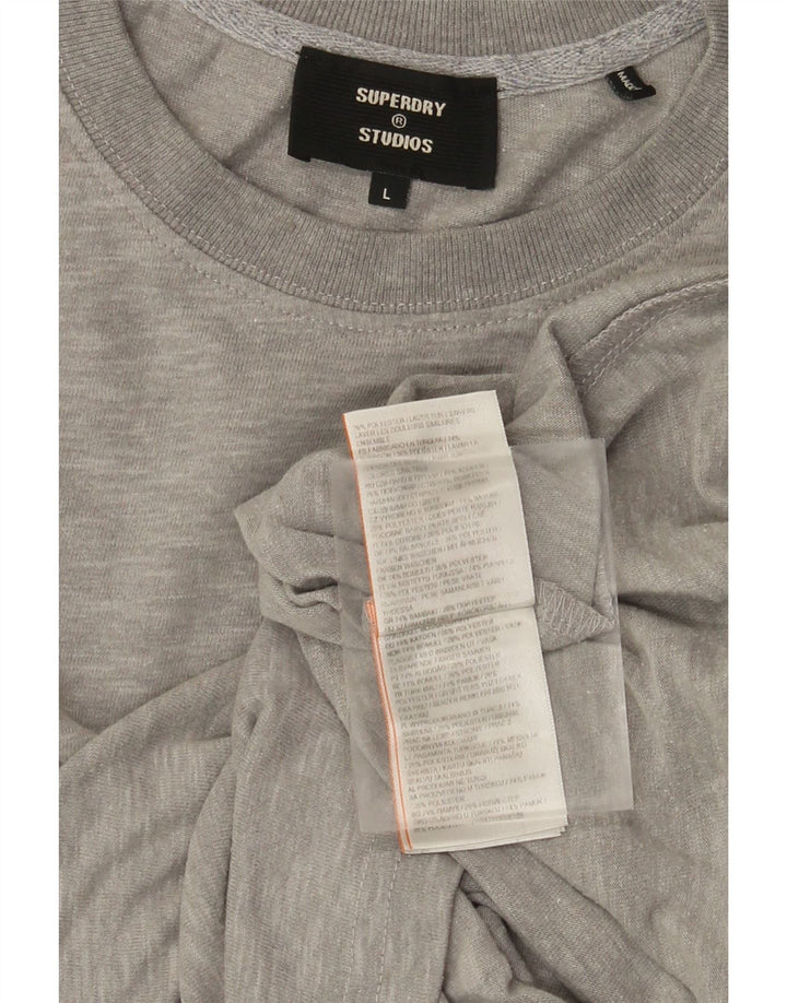 Superdry Herren-T-Shirt-Oberteil, groß, grau gefleckte Baumwolle