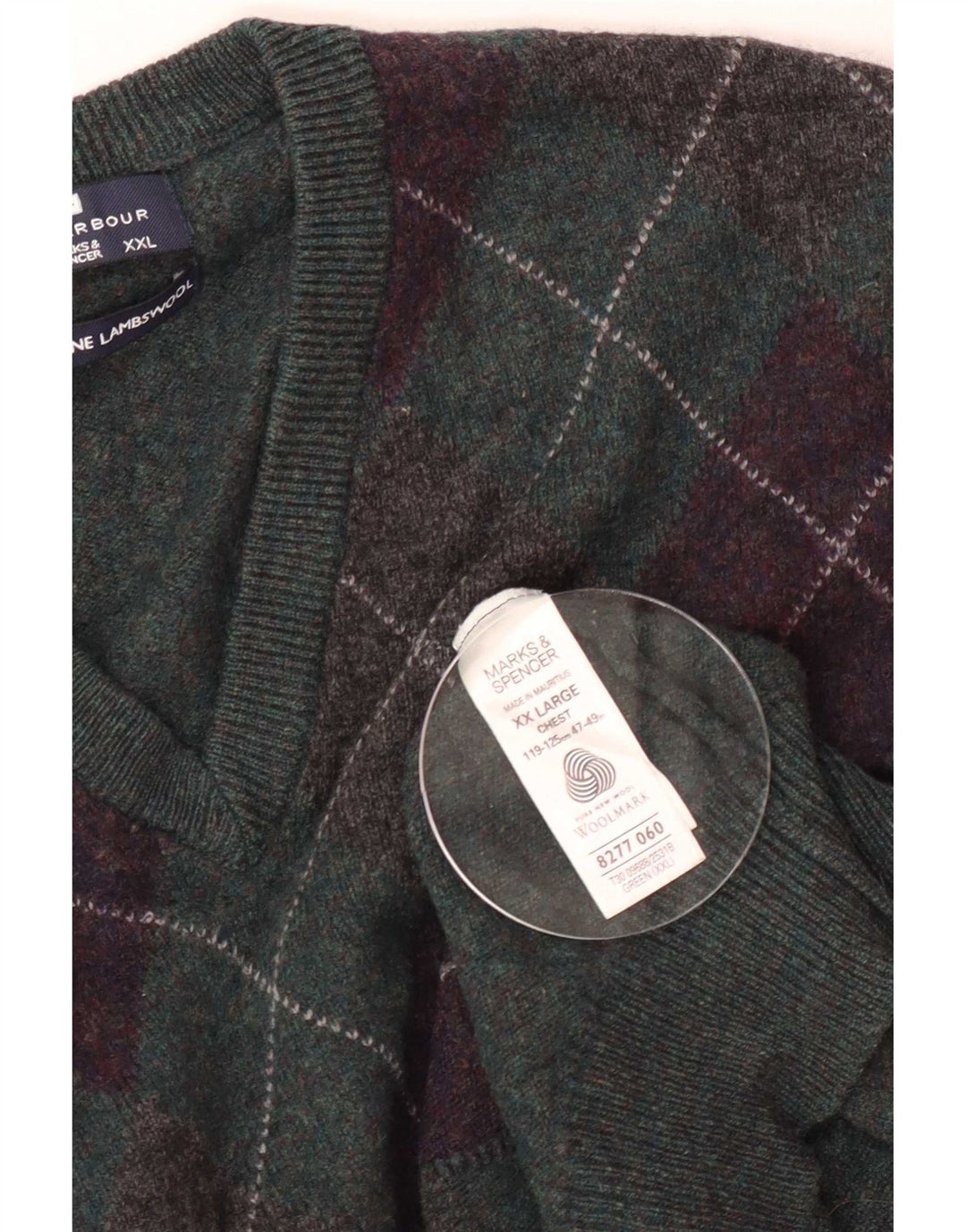 Marks & Spencer Herren Blue Harbor V-Ausschnitt Pullover Pullover 2XL Grün