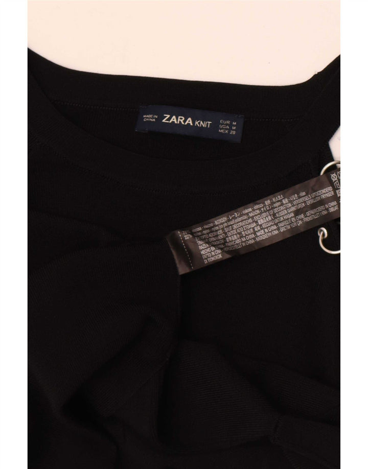 Zara Damen One Shoulder Top UK 12 Mittelschwarze Viskose