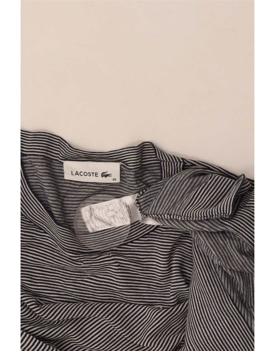 LACOSTE Womens Top Long Sleeve Size 40 Medium Black Striped Cotton Vintage Lacoste and Second-Hand Lacoste from Messina Hembry 