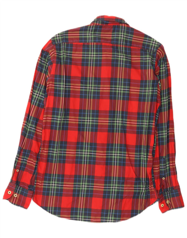 Massimo Dutti Herren-Hemd mit lässiger Passform, Mittelrot kariert