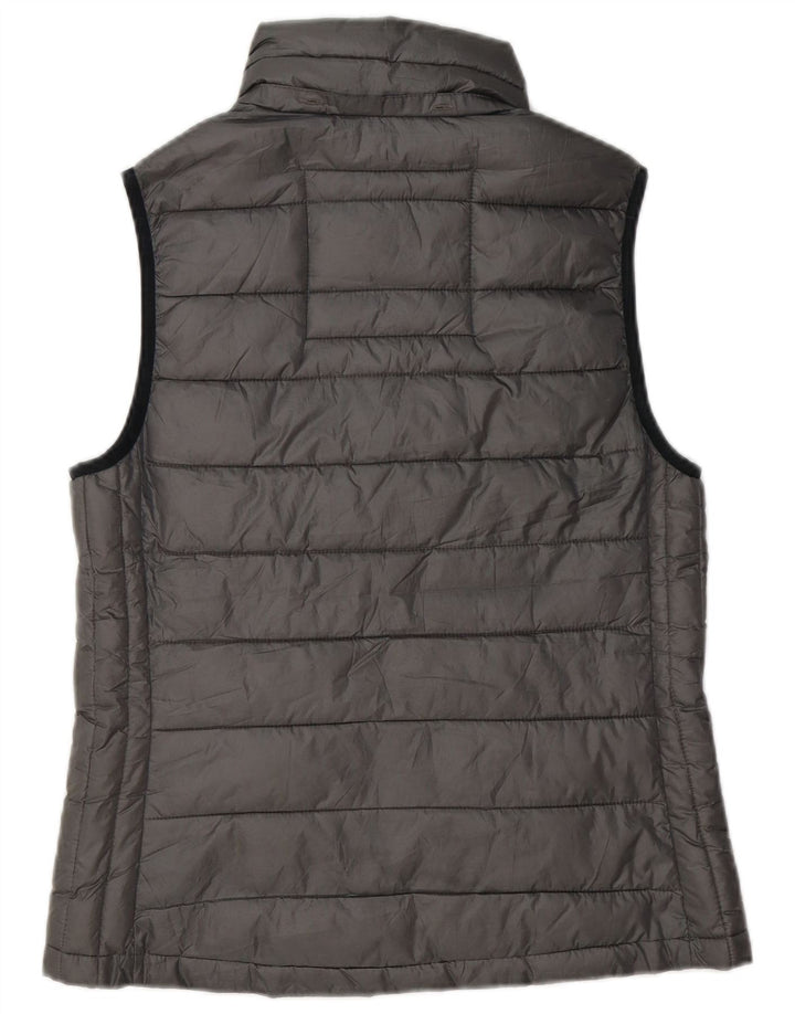Superdry Damen Ärmellose wattierte Weste UK 14 Mittelgraues Polyester