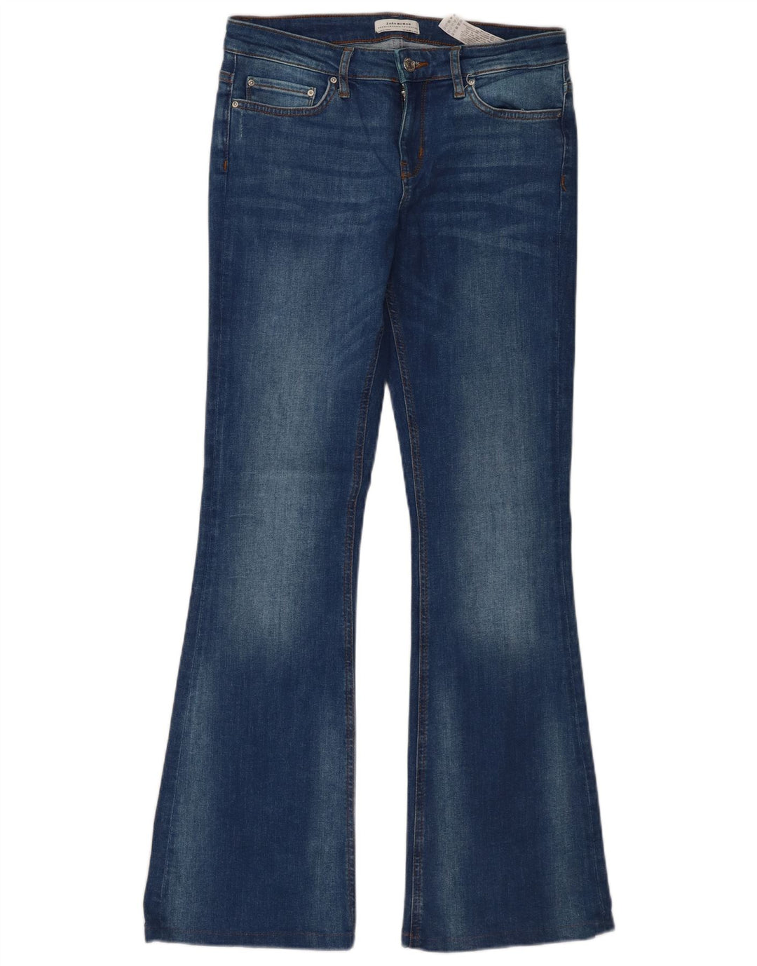 Zara Damen Schlagjeans EU 38 Small W28 L32 Blaue Baumwolle