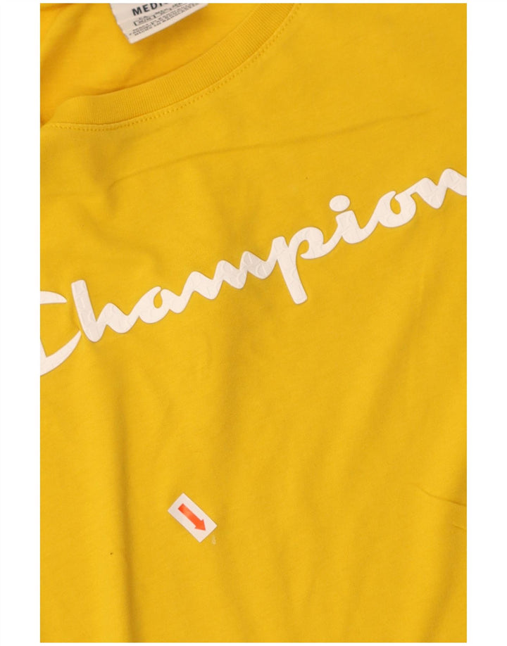 CHAMPION Womens Graphic T-Shirt Top UK 12 Medium Yellow