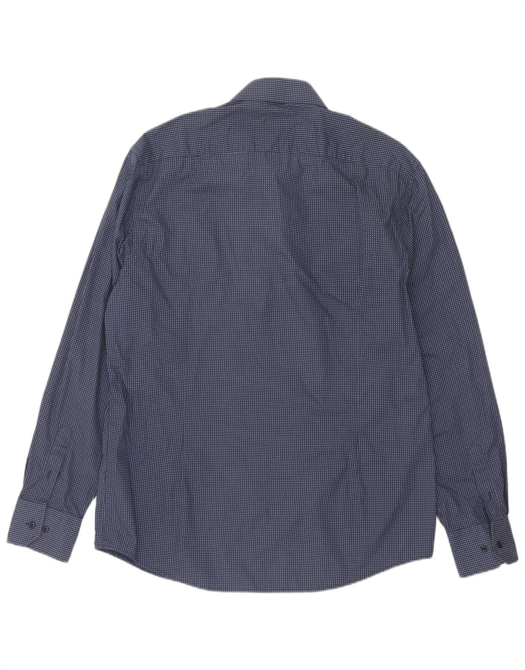 Coveri Herrenhemd Größe 43 44 XL Blau gepunktete Baumwolle