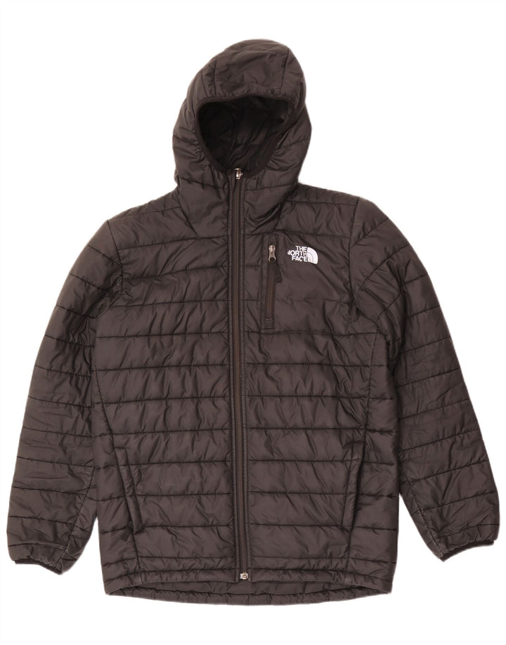 The North Face wattierte Jungenjacke mit Kapuze, 14–15 Jahre, XL, schwarzes Polyester