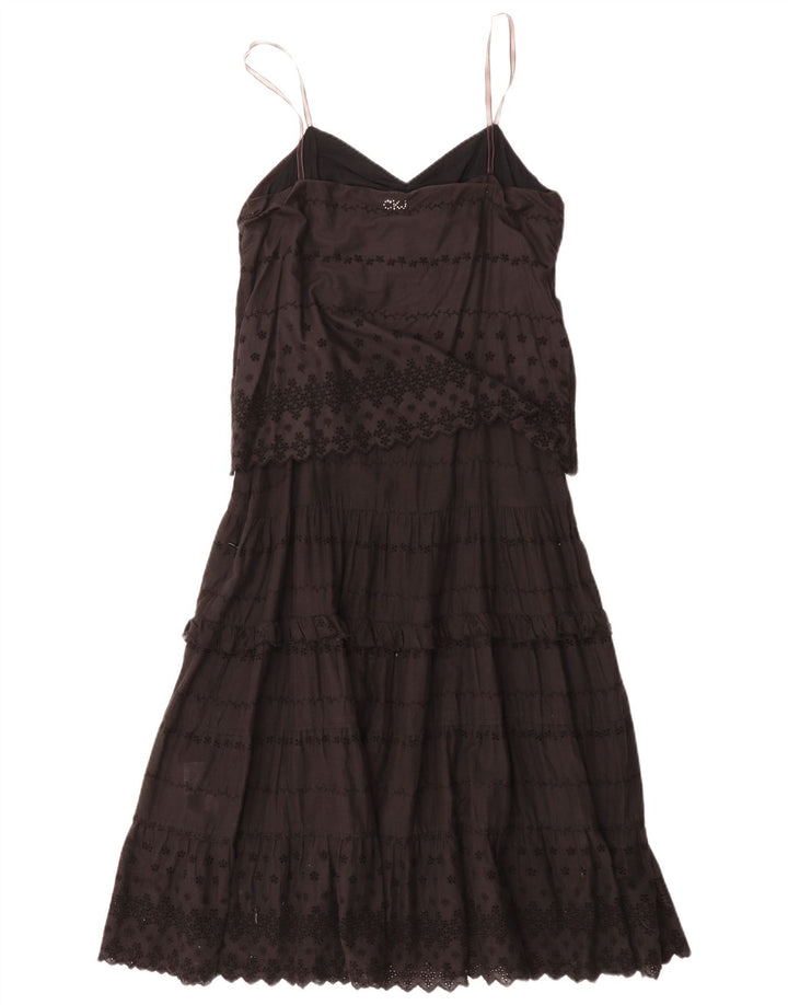 Calvin Klein Jeans Damen Ärmelloses A-Linien-Kleid UK 12 Mittelschwarze Baumwolle