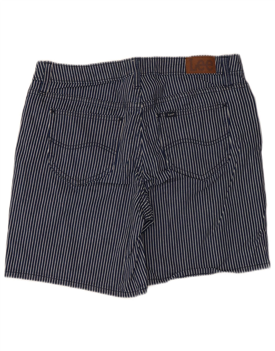 Lee Womens Mid Rise Regular Fit Casual Shorts W34 Large Marineblau gestreift