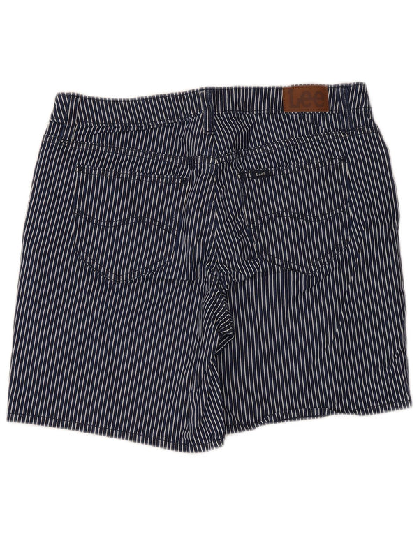 Lee Womens Mid Rise Regular Fit Casual Shorts W34 Large Marineblau gestreift