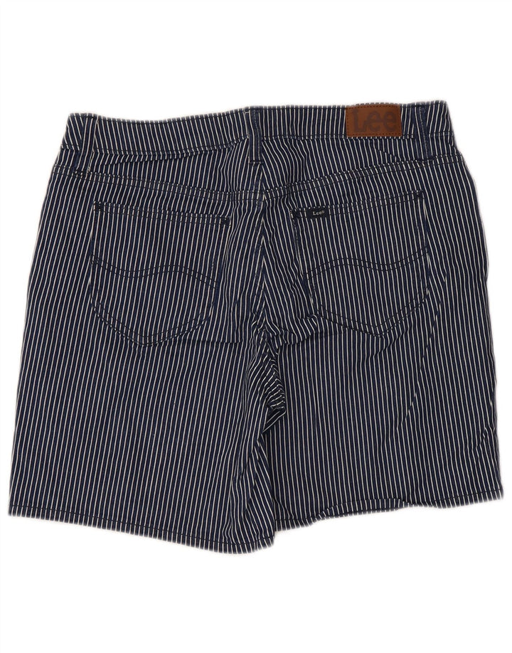 Lee Womens Mid Rise Regular Fit Casual Shorts W34 Large Marineblau gestreift