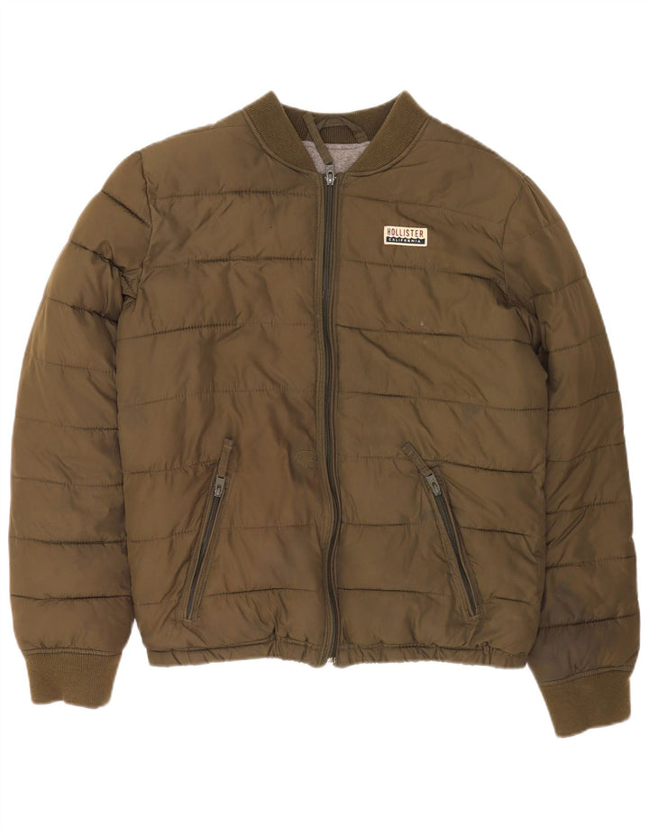 Hollister Herren Wattierte Jacke UK 38 Medium Khaki Polyester