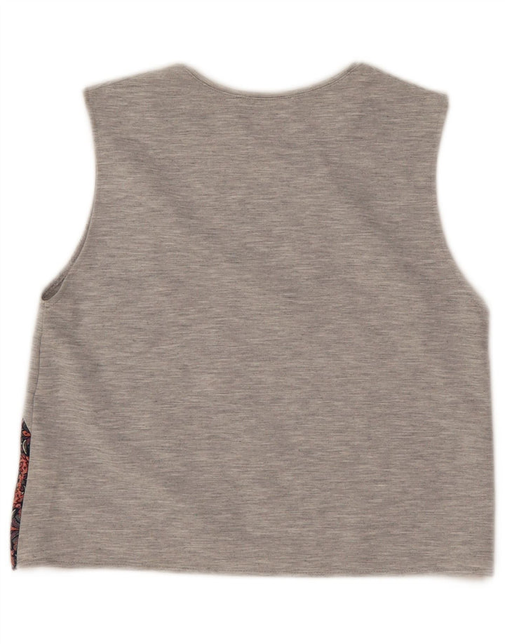 Zara Damen Crop Vest Top UK 10 Small Grau geblümtes Polyester