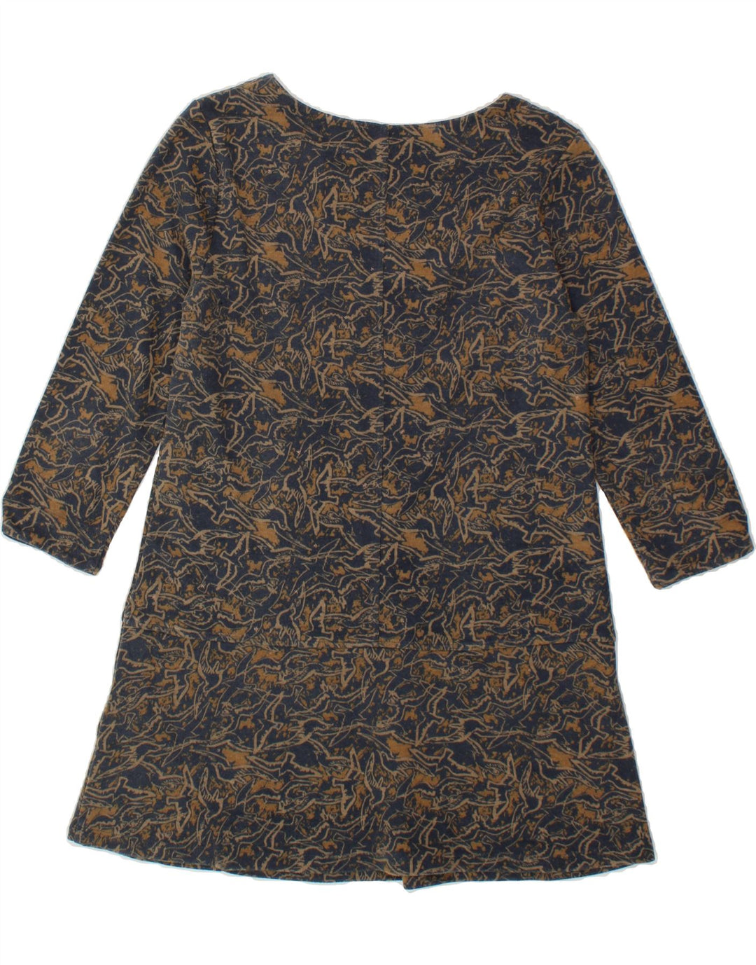 WHITE STUFF Womens Abstract Pattern A-Line Dress UK 10 Small Navy Blue Vintage White Stuff and Second-Hand White Stuff from Messina Hembry 