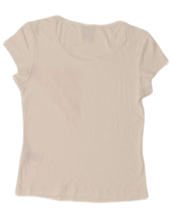 Adidas Damen Graphic T-Shirt Top UK 14 Mittelweiße Baumwolle