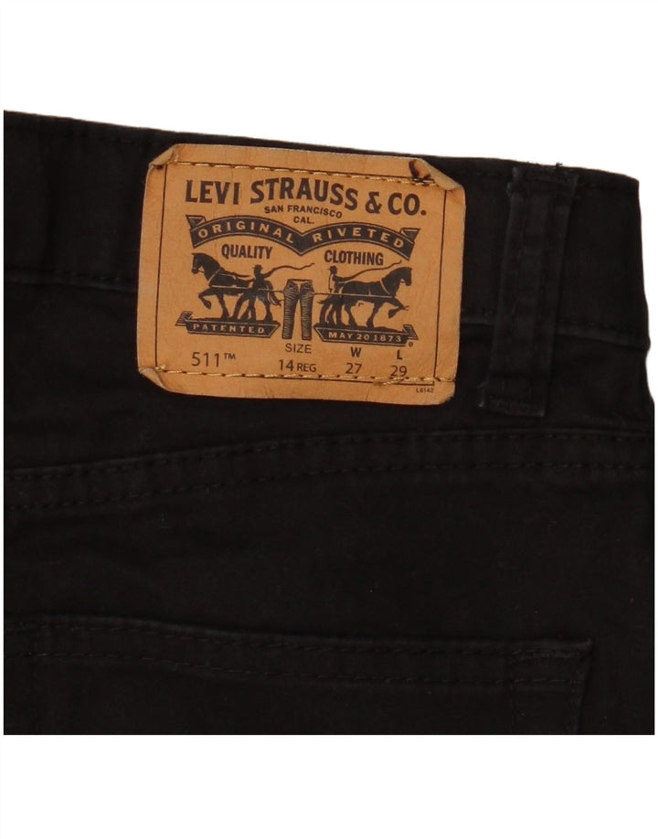 LEVI'S Jungen 511 Slim Jeans 13–14 Jahre W27 L29 Schwarze Baumwolle