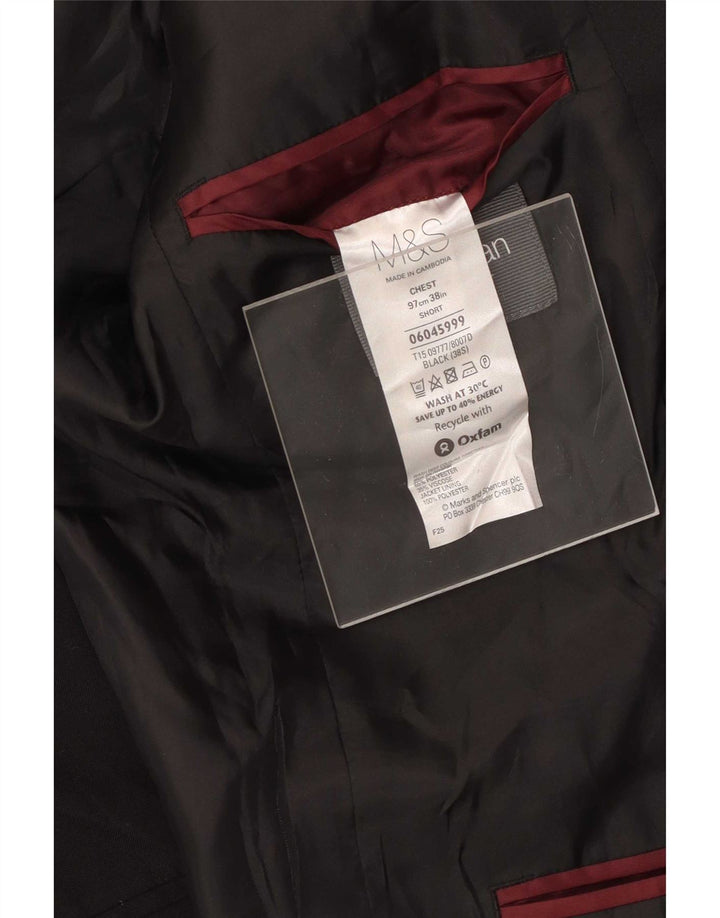 Marks & Spencer Herren-Blazer mit 2 Knöpfen, UK 38, Mittelschwarz, Polyester