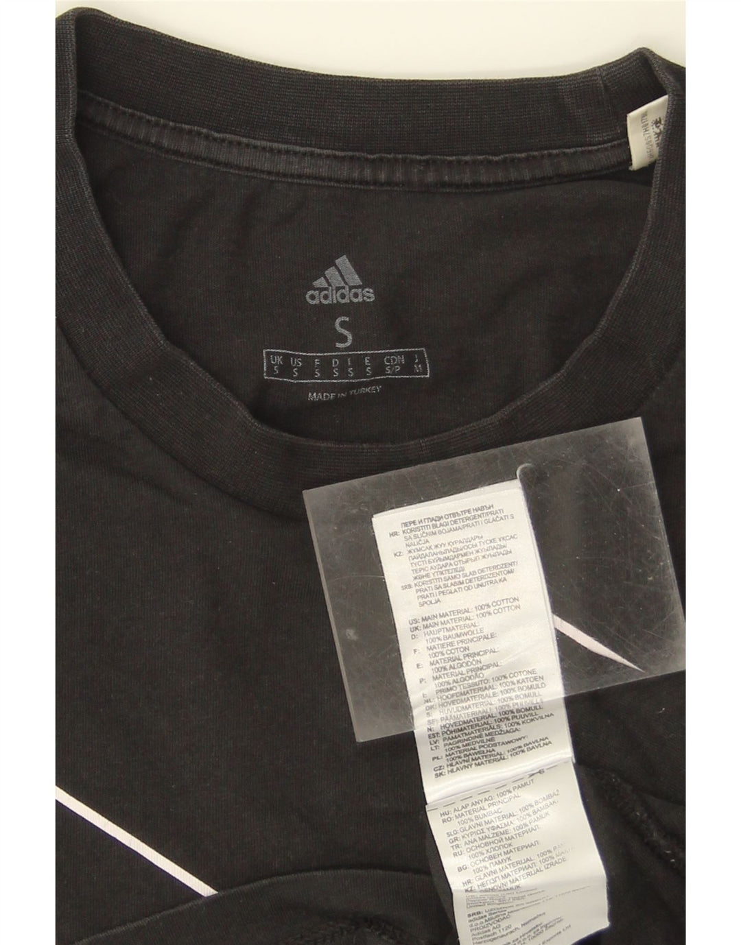 ADIDAS Mens Graphic T-Shirt Top Small Black Cotton Vintage Adidas and Second-Hand Adidas from Messina Hembry 