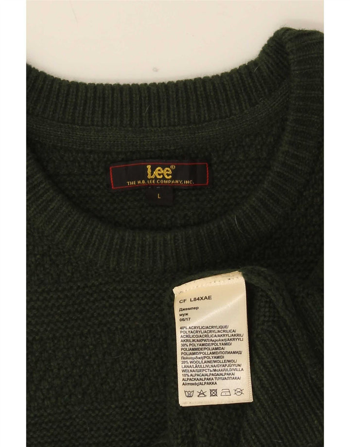 Lee Herren-Pullover mit Rundhalsausschnitt, groß, grünes Acryl