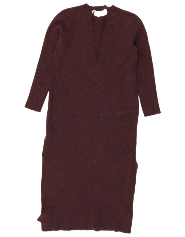 Cos Langarm-Pulloverkleid für Damen, Größe S, Burgunderrot, Wolle
