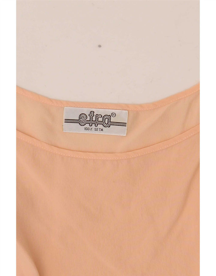 Vintage Damen Ärmelloses Blusentop UK 12 Mittelrosa Seide