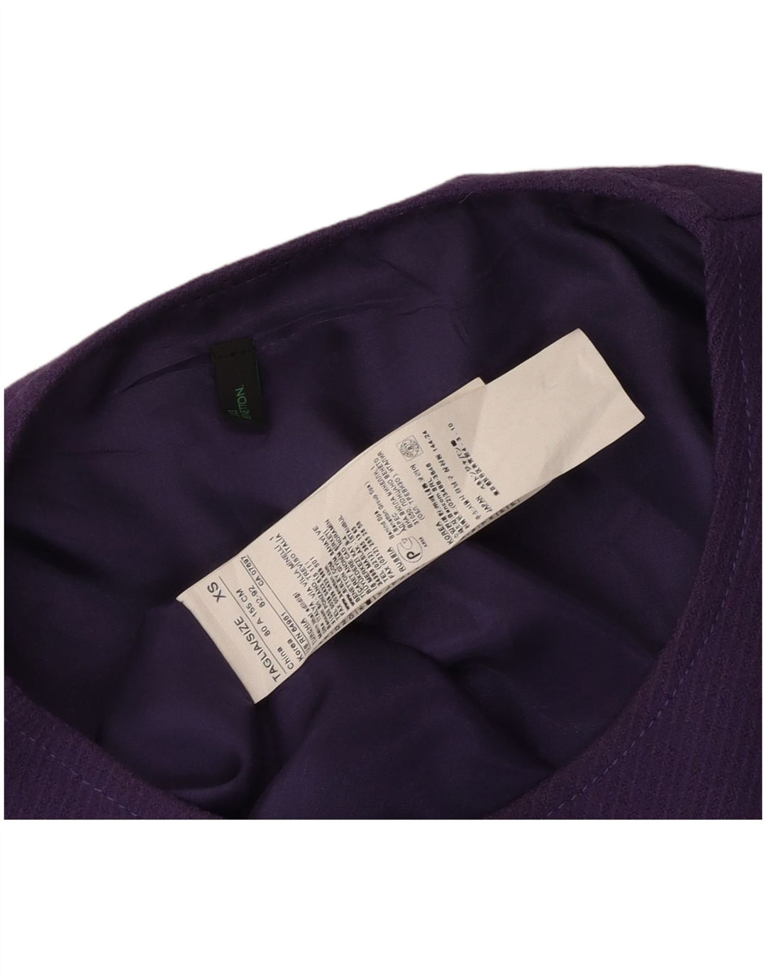 BENETTON Damen ärmelloses Etuikleid UK 6 XS Lila Schurwolle