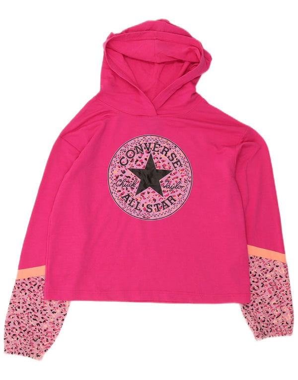 CONVERSE Crop Graphic Hoodie-Pullover für Mädchen, 13–14 Jahre, XL, rosa gepunktet
