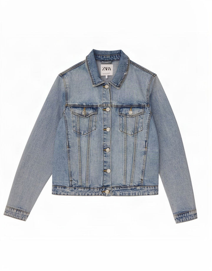 Zara Damen Jeansjacke UK 10 Small Blau
