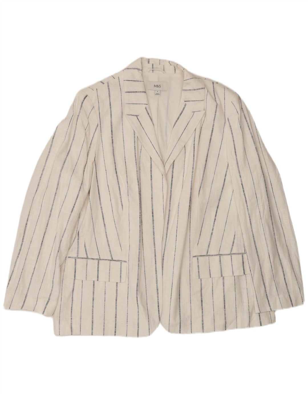 Marks & Spencer Damen-Blazer, übergroß, offen, Gr. 18, XL, weiß gestreift